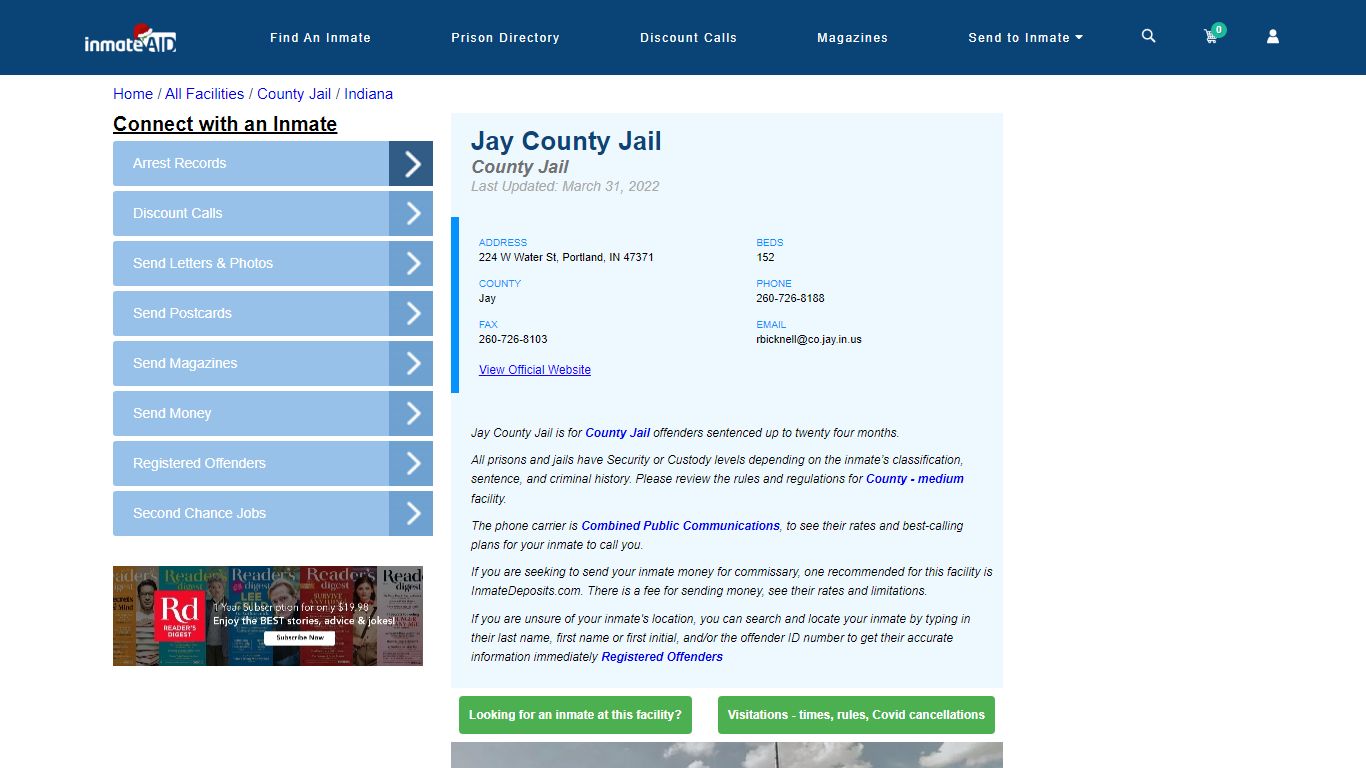 Jay County Jail - Inmate Locator - Portland, IN