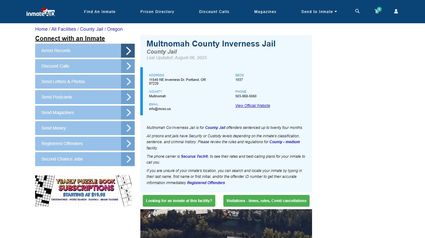 Multnomah County Inverness Jail - Inmate Locator - Portland, OR